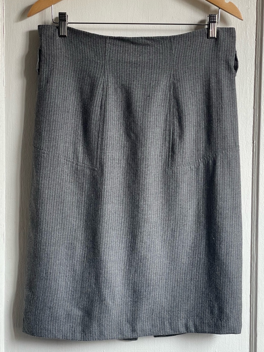 Club Monaco Vintage Wool Blend Pinstripe Pencil Skirt 12 Gray Y2K Office Work